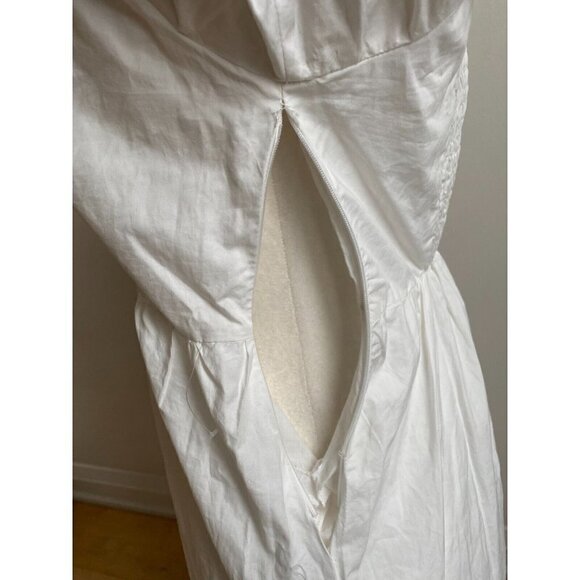 ASTR the Label BNWOT womens white poplin puff sleeve dress sz Medium side slit - Picture 6 of 9